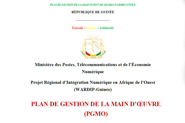 WARDIP-Guinée: PLAN DE GESTION DE LA MAIN D’OEUVRE (PGMO)