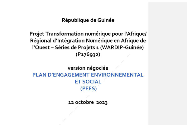WARDIP-Guinée : Projet Transformation numérique pour l’Afrique/ Régional d’Intégration Numérique en Afrique de l’Ouest